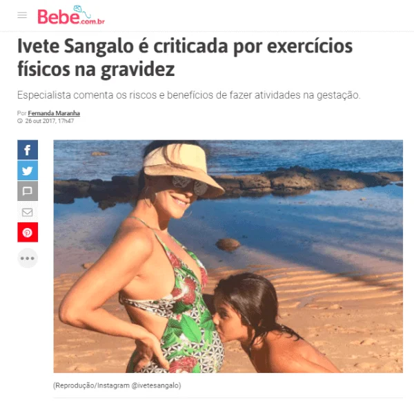 Ivete Sangalo é criticada por exercícios físicos na gravidez