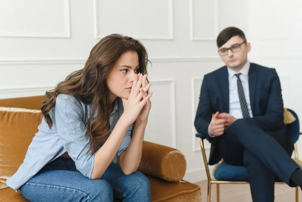 Esposa preocupada ao lado do marido ilustrando o impacto emocional da baixa reserva ovariana.