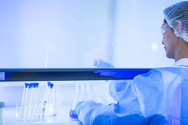 Médica em laboratório ilustrando o que faz uma clínica de fertilização in vitro ter melhores resultados.